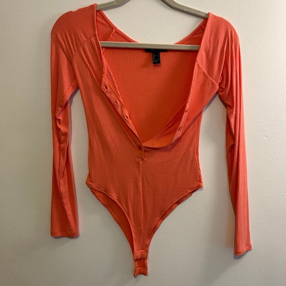 Forever 21 Orange Ribbed Bodysuit - Picture 2 of 2